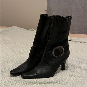 CL by Laundry Black Heeled Boots with Buckle